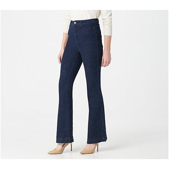 DU JOUR NEW $79 Flare Leg Denim Jean w/ Seam Detail Dark Wash Size 18W - Picture 1 of 3
